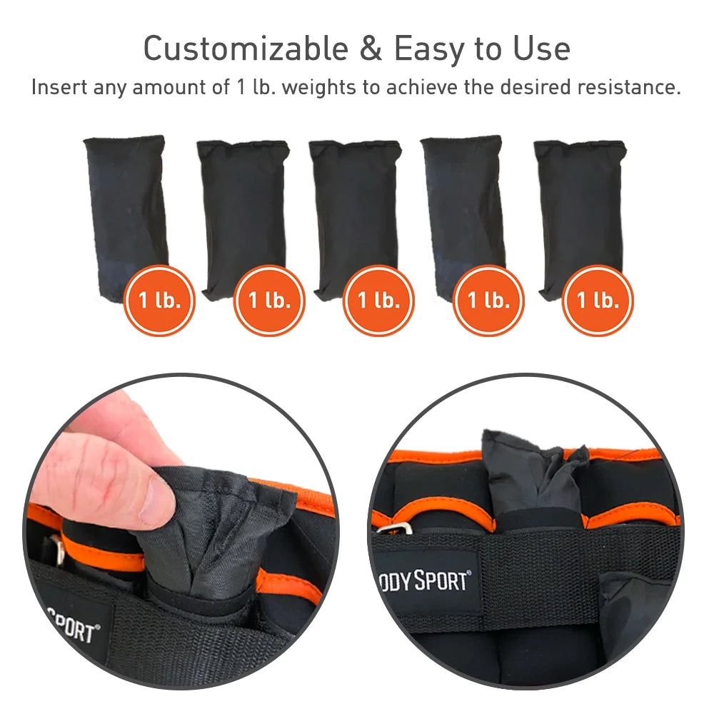 Adjustable Black Ankle Weights (1 to 5 Pounds) for Men, Women, and Children – Enhance Your Workouts with Added Resistance
