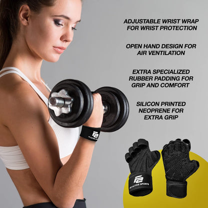 New Ventilated Weight Lifting Workout Gloves with Built-In Wrist Wraps for Men and Women - Great for Gym Fitness, Cross Training, Hand Support & Weightlifting.