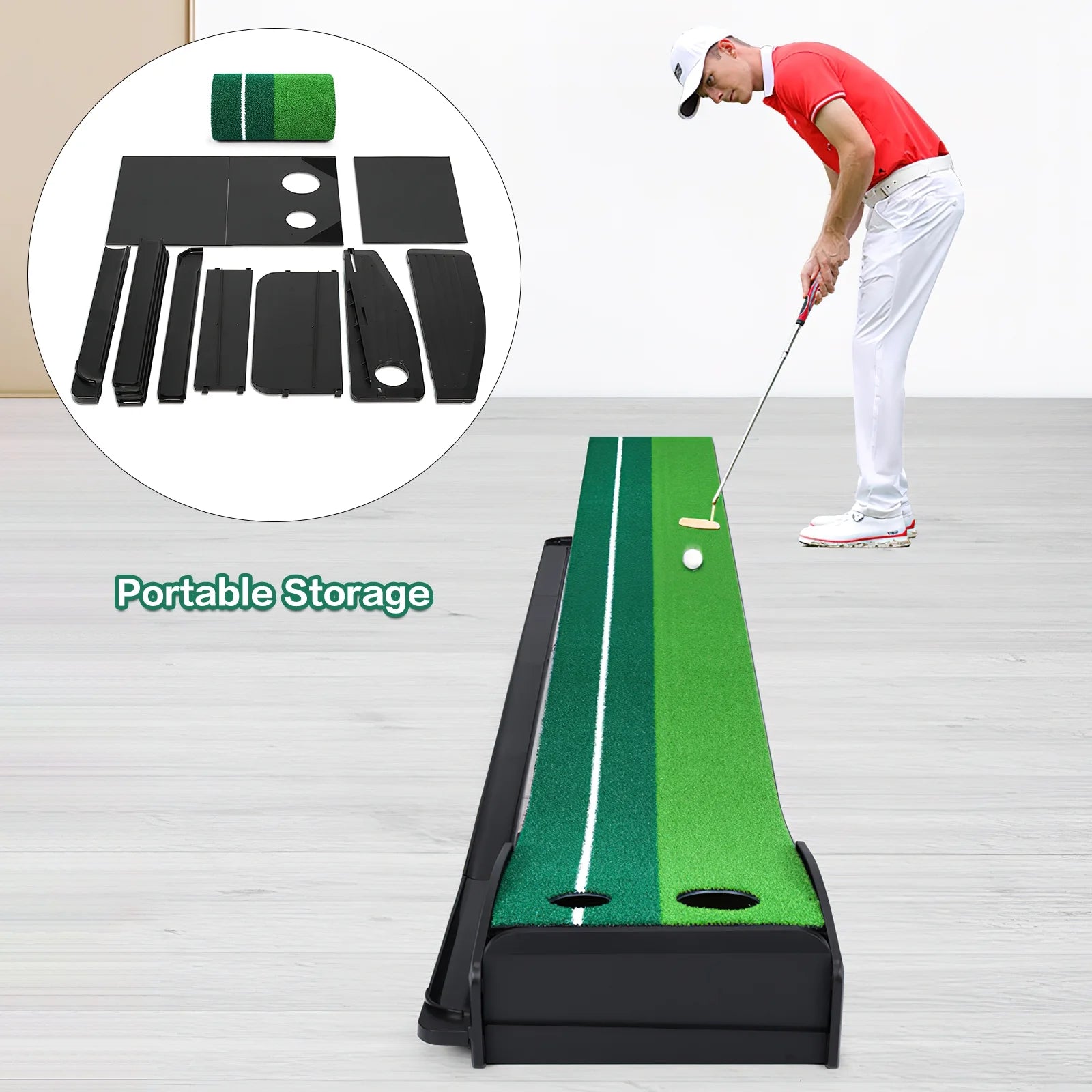 9.9FT Golf Training Putting Green Mat with Automatic Ball Return for Indoor and Outdoor Use